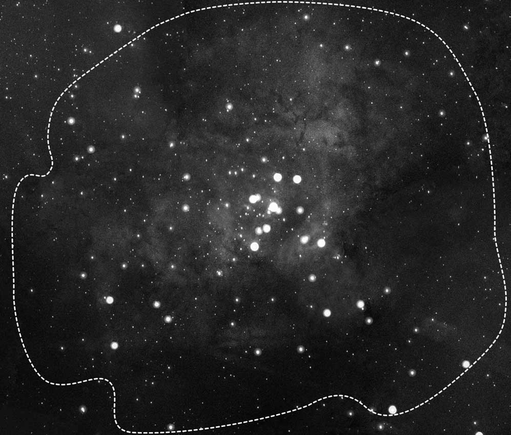 Scattered bright points which occasionally overlap