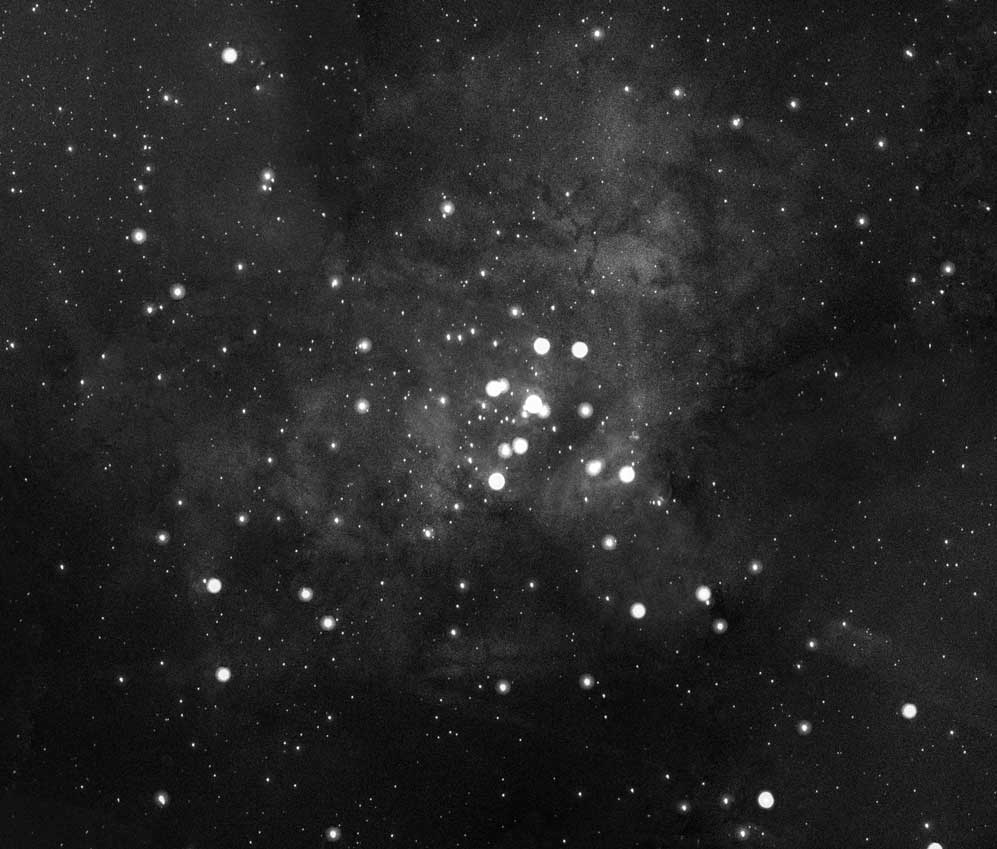 Scattered bright points which occasionally overlap